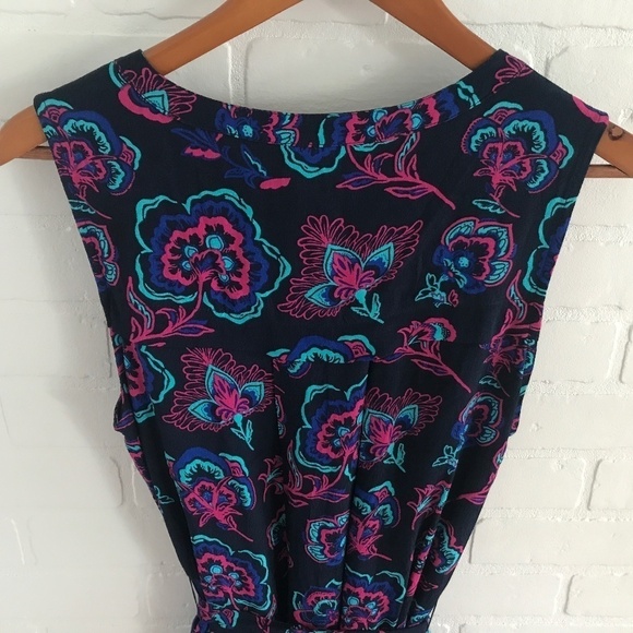 Hatley Mini dress paisley print Navy/ magenta Lighweight Size S pockets - Picture 8 of 11